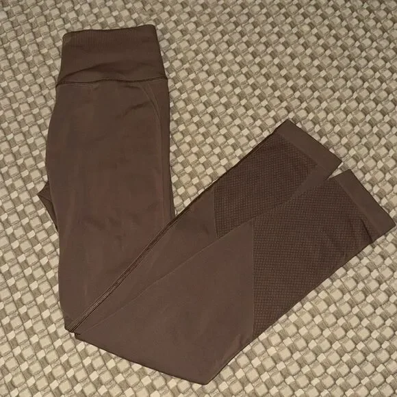 Lululemon Seamless Dusty Rose Pink Brown Leggings Size 4 - Picture 7 of 8